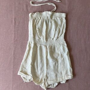 Forever 21 Cream Strapless Romper